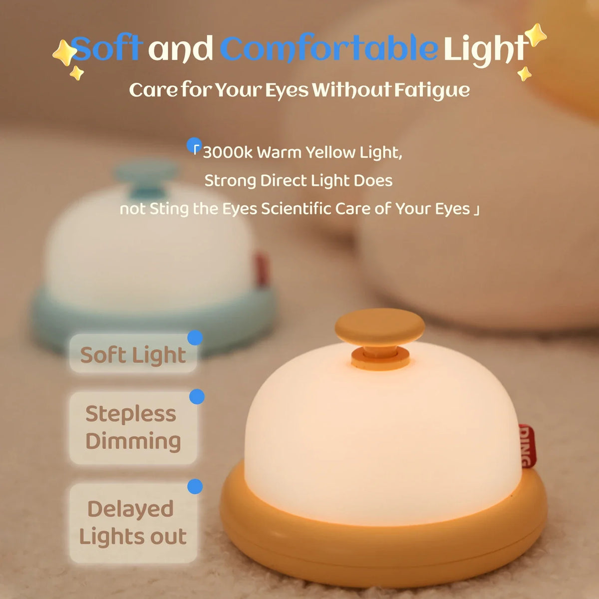 Kawaii Night Light Cute Desktop Decorative Lamp Baby Night Light Portable Night Lamp USB Rechargeable Children's Birthday Gift