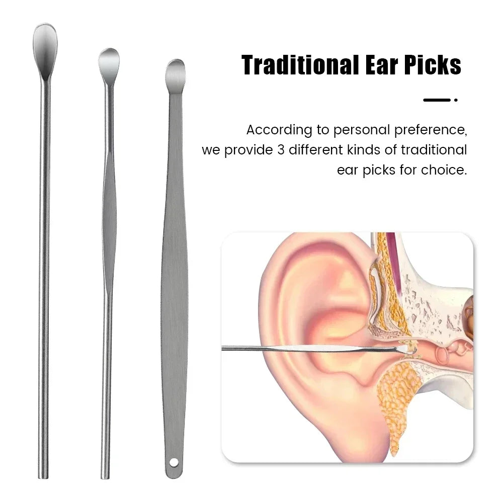 Eficaz herramienta de limpieza de cerumen de 6 piezas con hisopo espiral y cureta para oídos, herramienta para el cuidado diario de los oídos