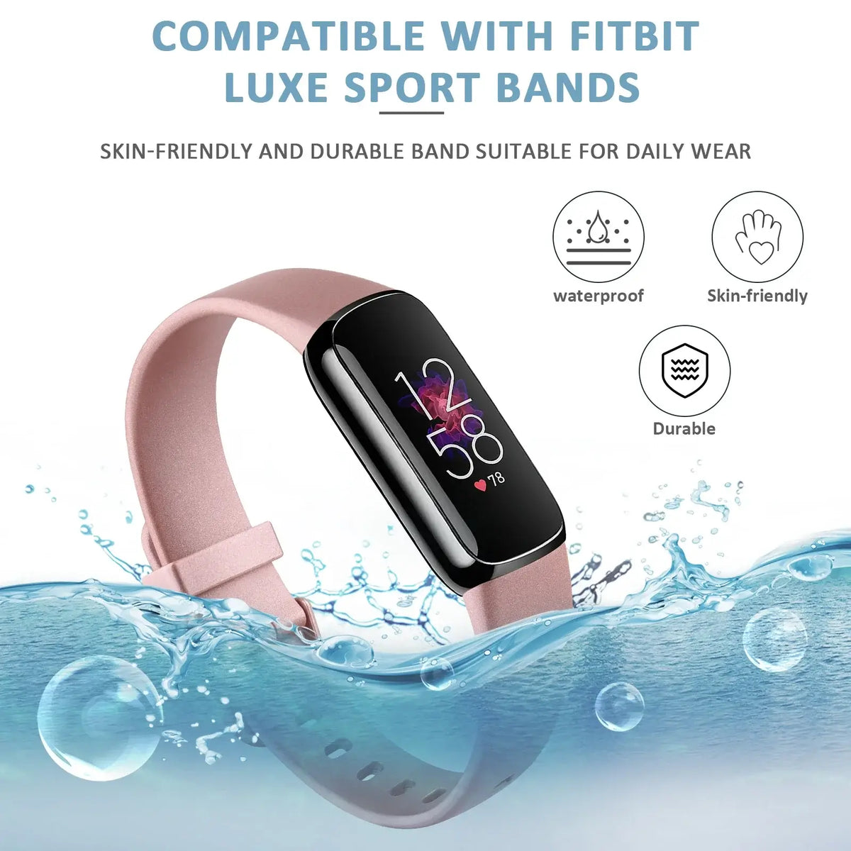 Fitbit Luxe Silicone Band - Soft Waterproof Comfortable Strap