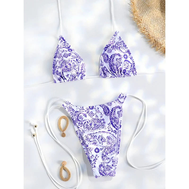 Miyouj 2025 Bikini String Swimsuit Sexy Female Bathsuit Women Swimwear High Cut Bathwear Bandage Biquini Leopard Two Pieces Suit