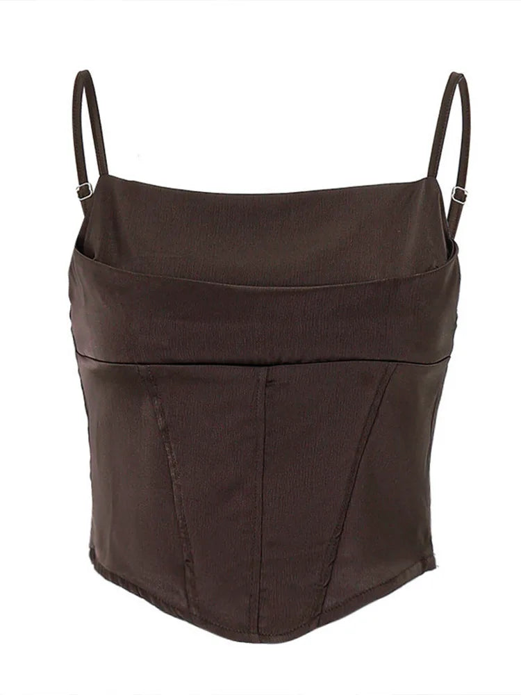 Top corto de tirantes finos, sexy, con espalda descubierta, estilo vendaje, ajustado, elegante para verano 2023, con cordones, para fiesta y estilo urbano, camiseta sin mangas para mujer
