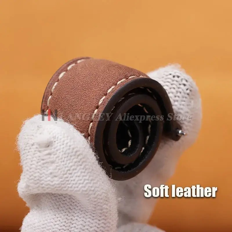Amazfit Leather Watch Band Calfskin Strap with Butterfly Buckle Brown