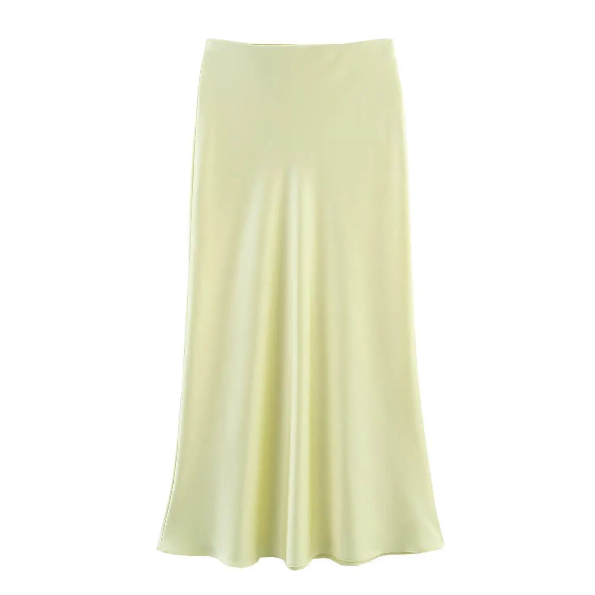 Willshela Women Fashion Satin Solid Pleated Midi Skirt Vintage Mid Elastic Waist Female Chic Lady Skirts