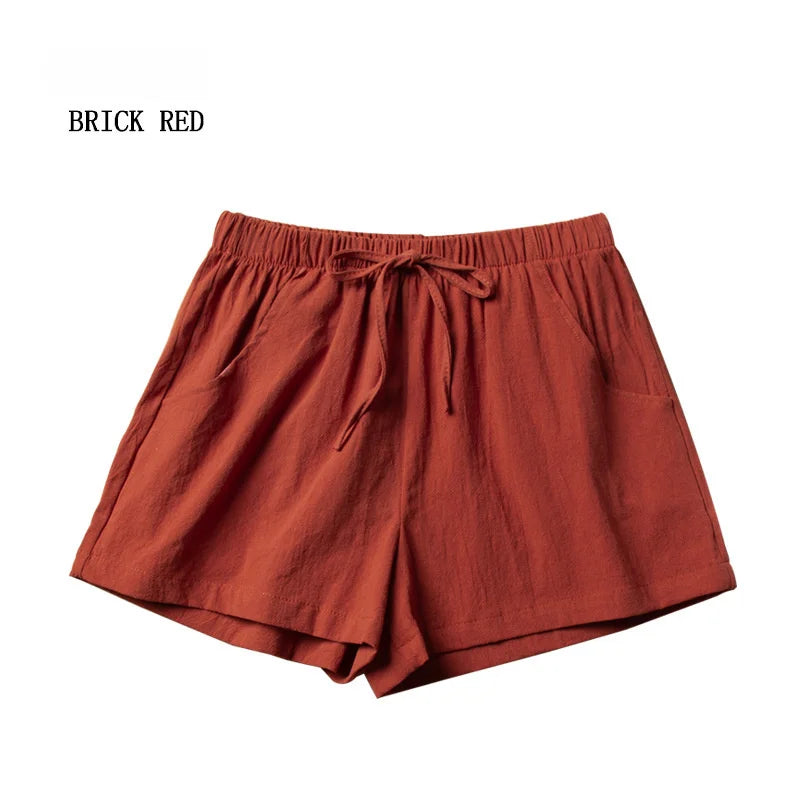 ITOOLIN Casual Linen Shorts Women Gym Workout Shorts Short Pants High Waisted Black Ladies Short Femme Women Shorts Sport Femme