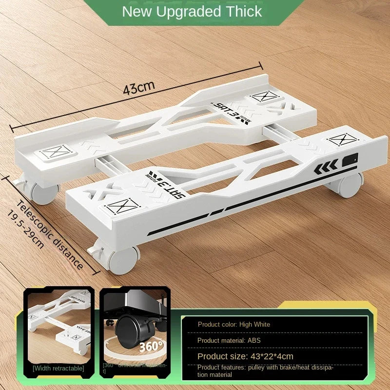 Mobile PC Tower Stand Adjustable Computer CPU Holder Telescopic Desktop Stand CPU Cart with RGB Cooling Fan Heat Dissipation