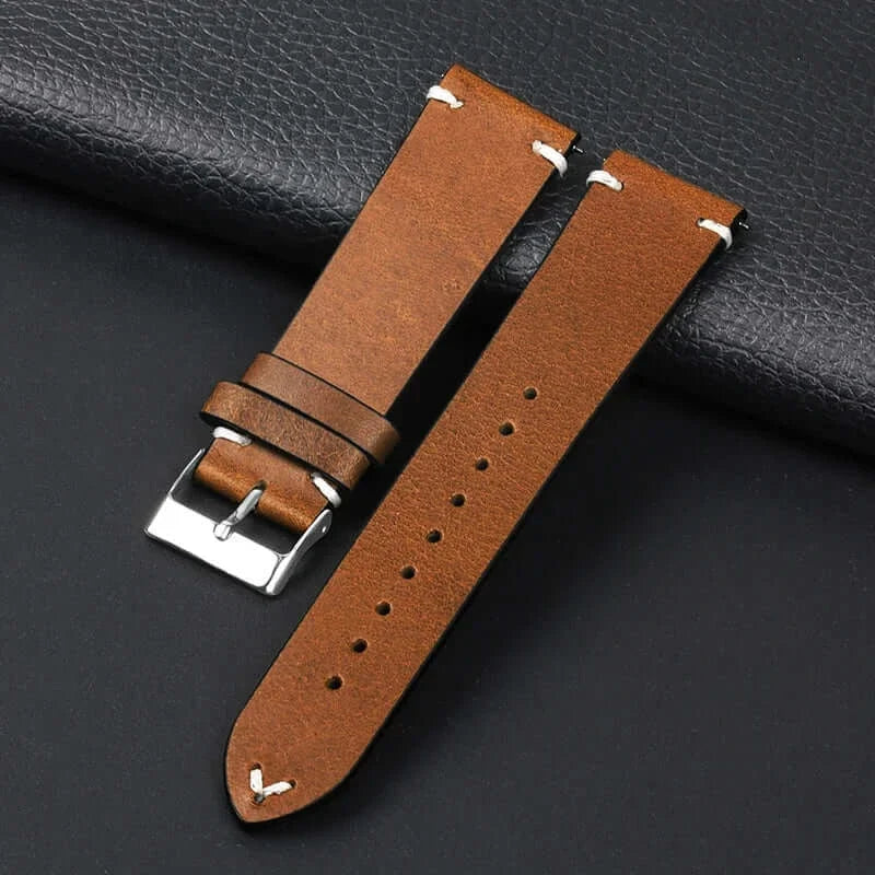 Amazfit Leather Watch Band Retro Oil Wax Calfskin For Smartwatch Replacement
