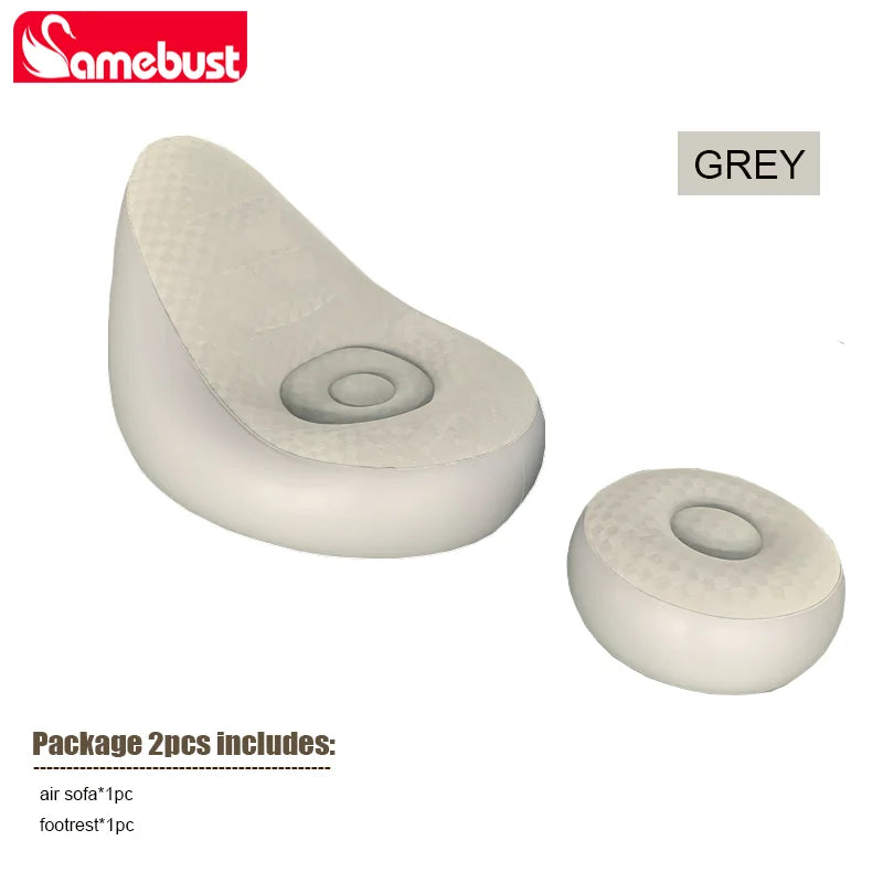Sofá Hinchable Camebust - Superficie Aterciopelada PVC de Alta Calidad Reposapiés Hinchado Rápido Tumbona Perezosa