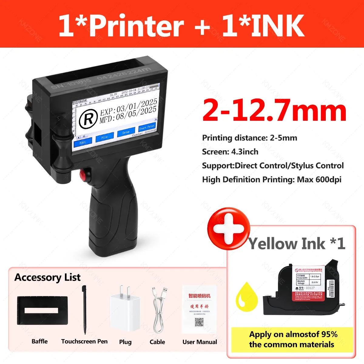 Portable Handheld Inkjet Printer, TIJ Coding Machine with Touch Screen