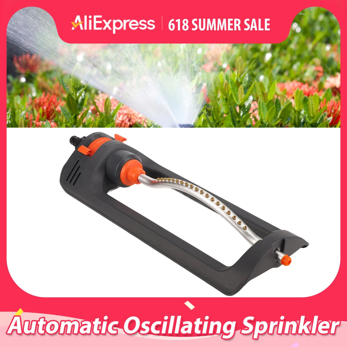 Rociador de césped oscilante automático de 19 orificios, 4 modos, dispositivo de riego para jardín doméstico y riego agrícola