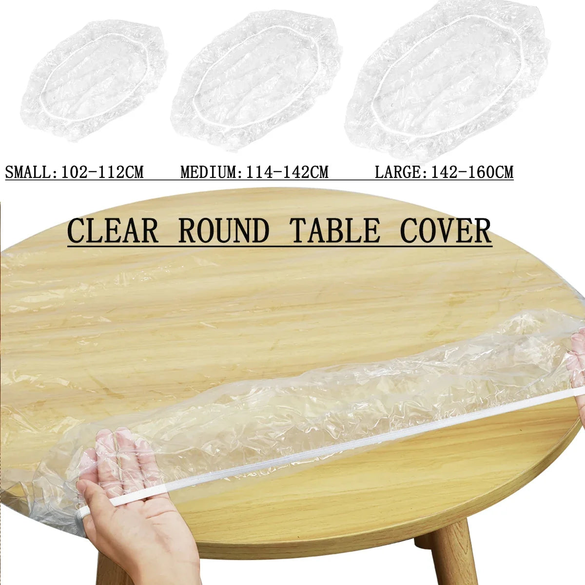 Mantel Redondo Transparente Ajustable con Borde Elástico, PVC Redondo Impermeable, Resistente al Aceite, Protector de Mesa Fácil de Limpiar