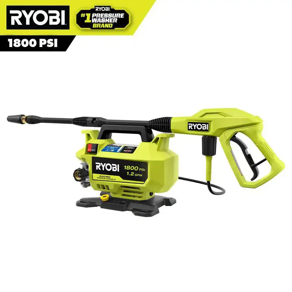 Hidrolavadora eléctrica con cable de 1800 PSI, 1.2 GPM, de agua fría