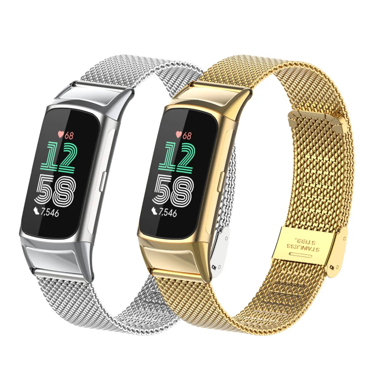 Fitbit Charge 5 & 6 Stainless Steel Mesh Band - Clasp Strap