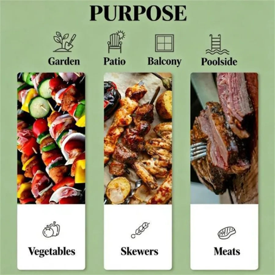 Parrilla de carbón para barbacoa, para picnic en el patio trasero, en color negro con diseño duradero y resistente al calor