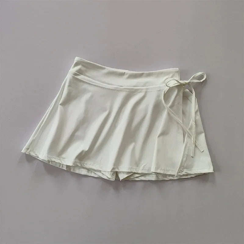 Sports Yoga Skirt Badminton Tennis Skirt Pants Half-body Quick Drying Pocket Skirt Side Split Strap Pants For Outwear