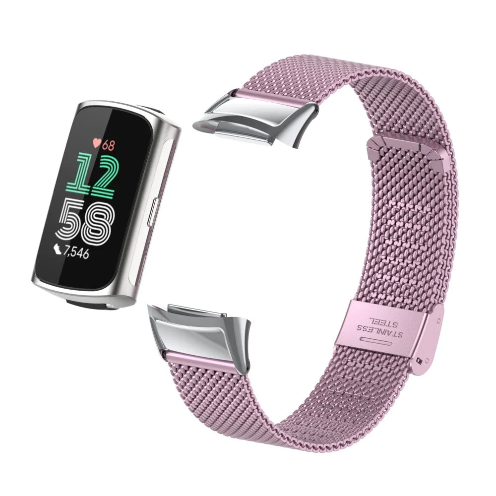Fitbit Charge 5 & 6 Stainless Steel Mesh Band - Clasp Strap