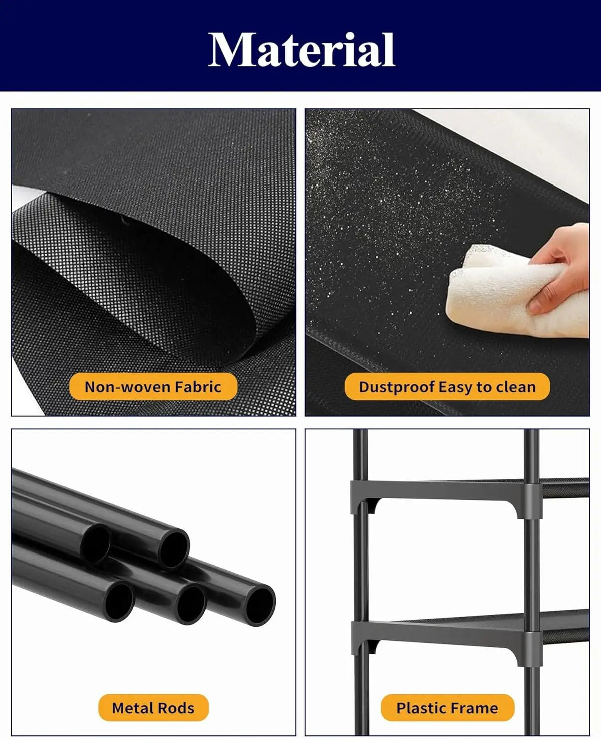 Zapatero de 10 niveles con ganchos - Organizador de gran capacidad que ahorra espacio para entrada, dormitorio, sala de estar, negro