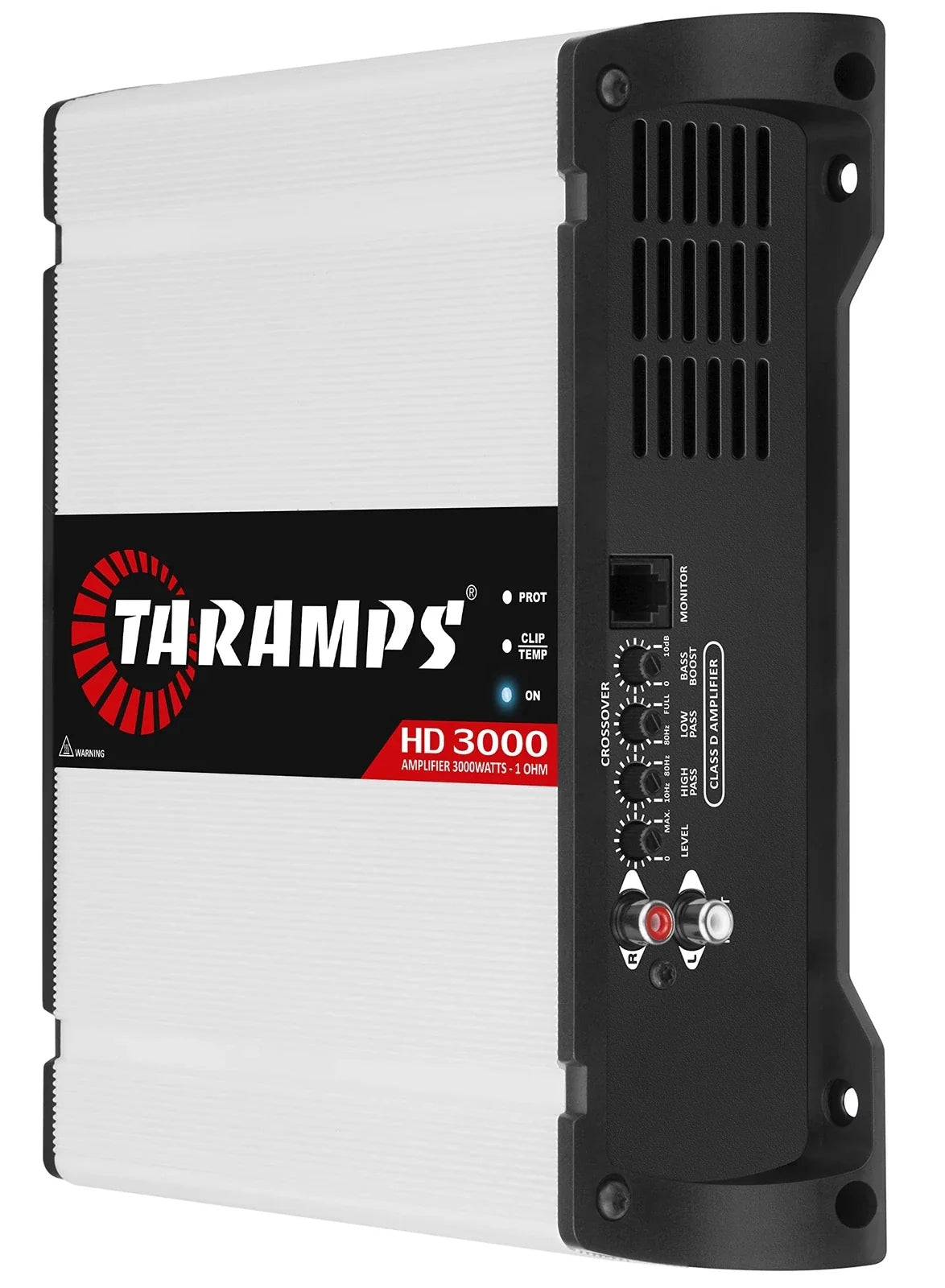 Amplificador de audio de rango completo Taramps HD 3000 de 1 canal y 3000 vatios RMS MÁX, 1 Ohm