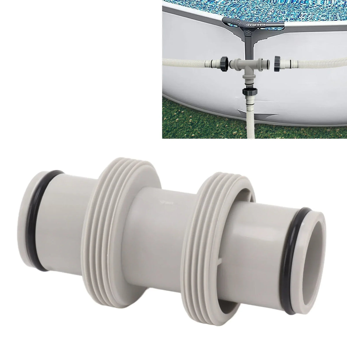 Conector de manguera de piscina de 1.5 a 1.5 pulgadas, adaptador de manguera de piscina de goma elástica de repuesto, unión recta antifugas para sistema de sal