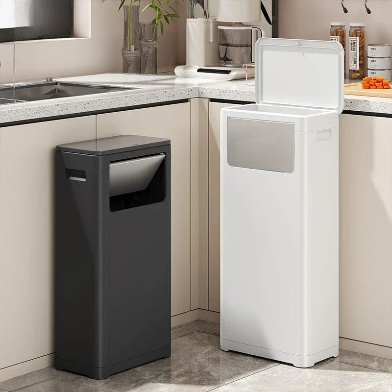 Cubo de Basura con Sensor de Movimiento sin Contacto, Doble Tapa, Manos Libres, Cocina, Gran Capacidad, Exterior, Comercial, Lixeira Baño