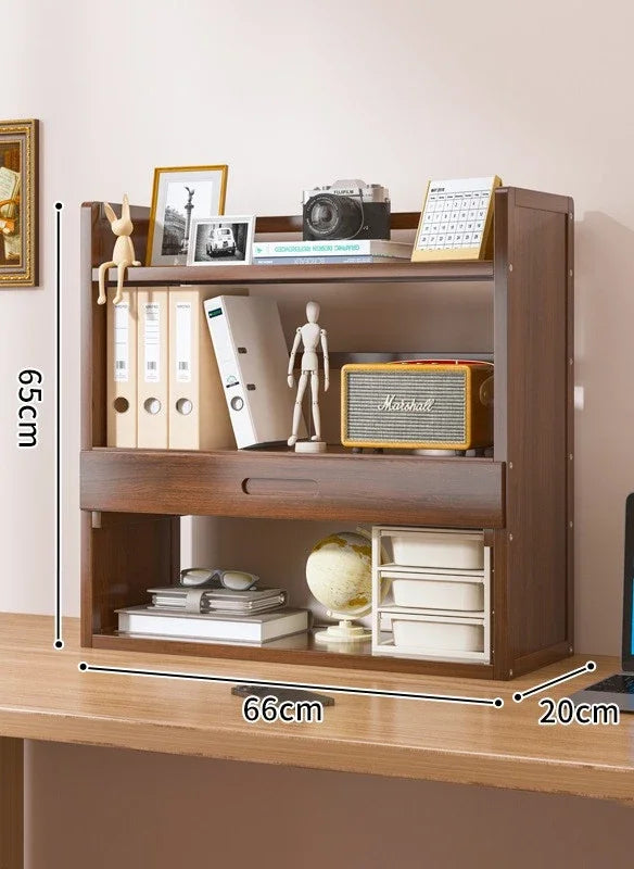 Household Goods Simple Desktop Bookshelf Dormitory Multi-layer Storage Rack Home Student DeskSolid Wood With Extraction Rack
