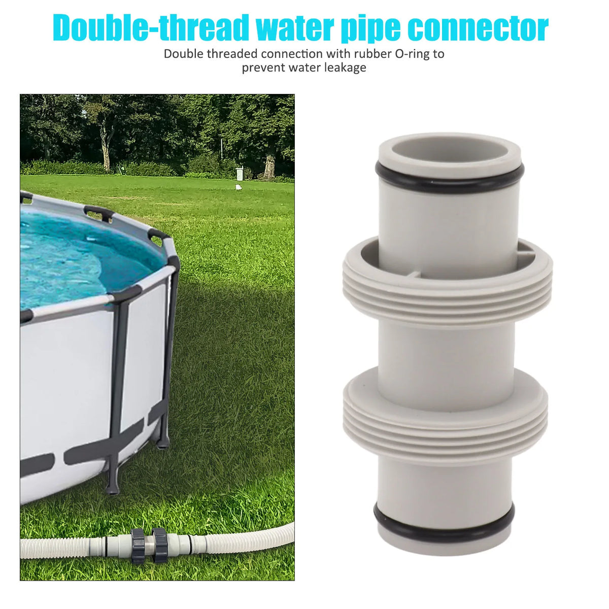 Conector de manguera de piscina de 1.5 a 1.5 pulgadas, adaptador de manguera de piscina de goma elástica de repuesto, unión recta antifugas para sistema de sal