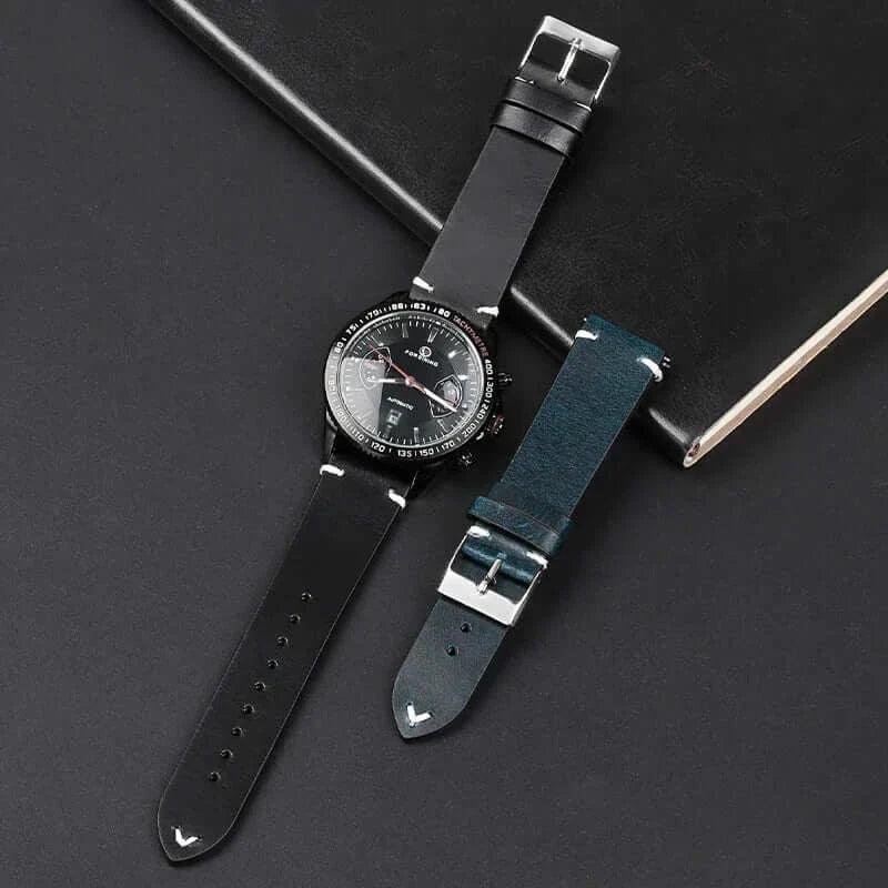 Amazfit Leather Watch Band Retro Oil Wax Calfskin For Smartwatch Replacement