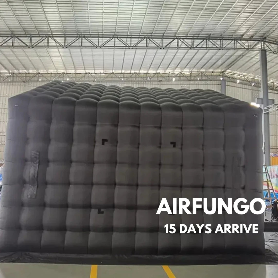 Tienda inflable negra con forma de cúpula para discoteca, cubo para bodas, cenador cuadrado, pabellón de fiesta grande portátil para eventos al aire libre