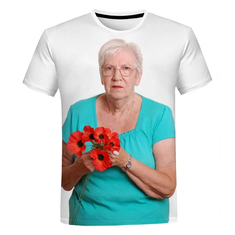 2023 Summer Creative Funny Ladies Licking Red Popsicle 3D Printed T-Shirt Cute Granny Funny Popsicle T-Shirt Casual Loose Tops