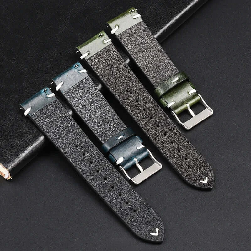 Amazfit Leather Watch Band Retro Oil Wax Calfskin For Smartwatch Replacement