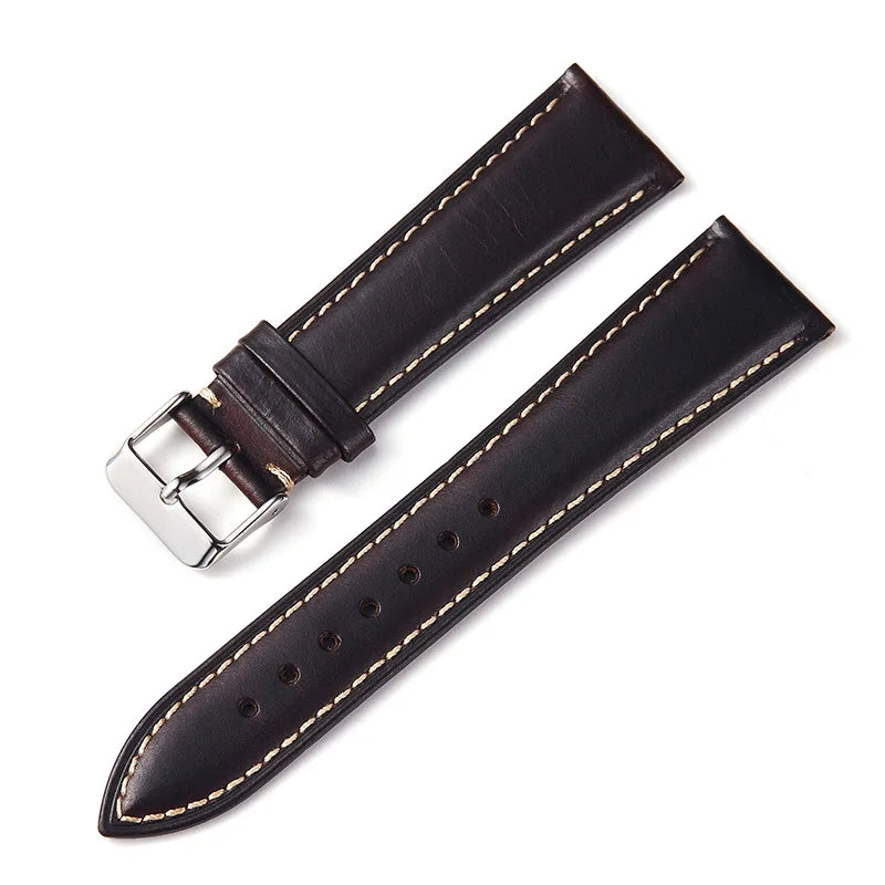 Polar Leather Watch Strap Vintage Oil Wax Cowhide With Pin Buckle, Unisex