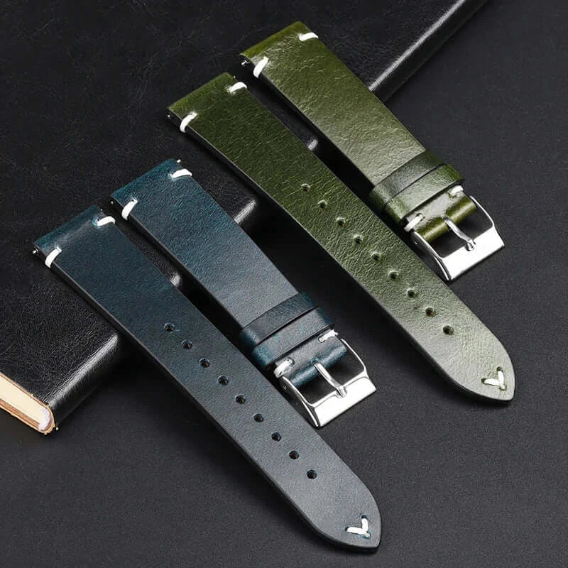 Amazfit Leather Watch Band Retro Oil Wax Calfskin For Smartwatch Replacement