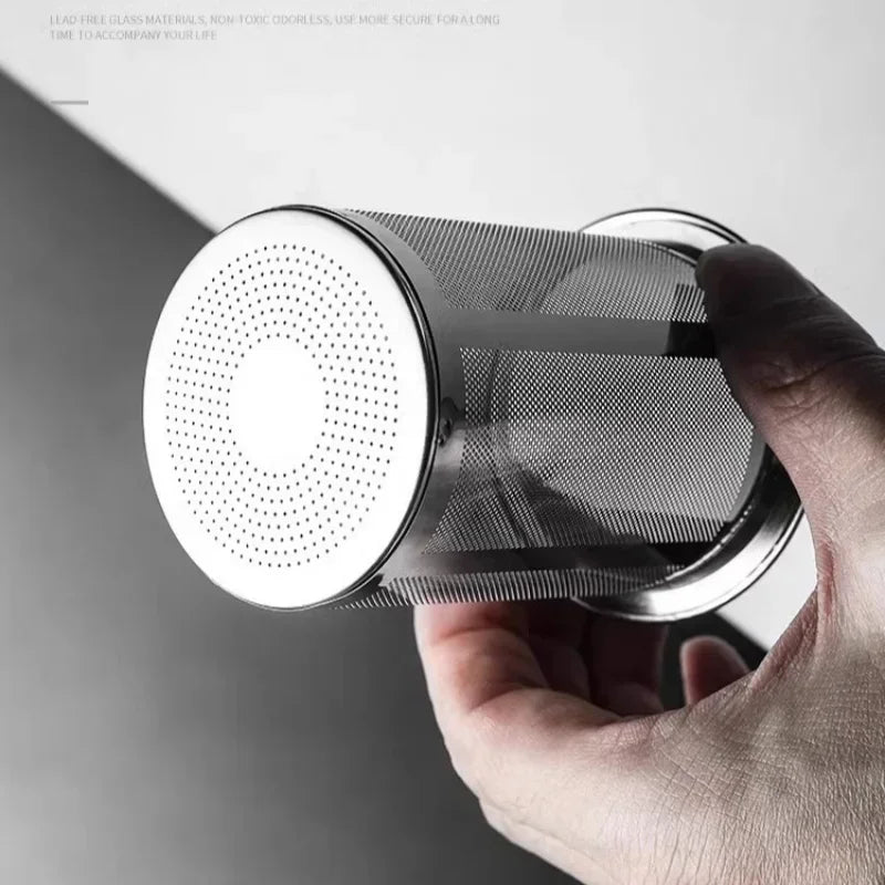 JUSTINLAU 3 en 1 Tazas de café en polvo con filtro de acero inoxidable, tamizador de café con tapa, taza para moler café, accesorios de café