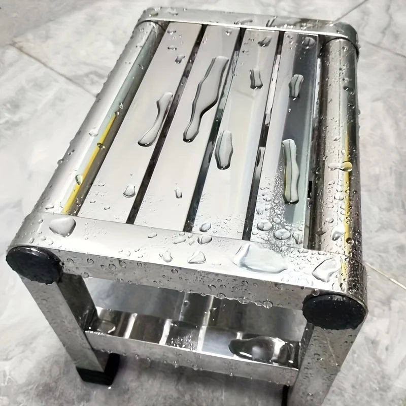 Taburete multifuncional de acero inoxidable - Taburete duradero, grueso y resistente, ideal para sala de estar, baño, cocina, pasillos