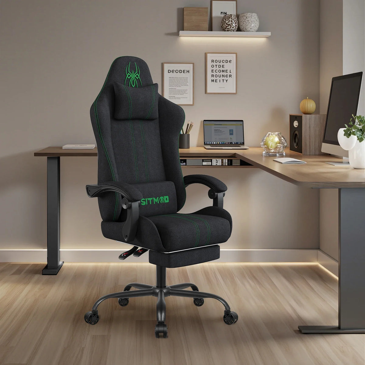 Sillas de computadora Sillas de oficina Silla de escritorio grande y alta con reposapiés Soporte para la espalda Tapizado giratorio 300 lb alta capacidad