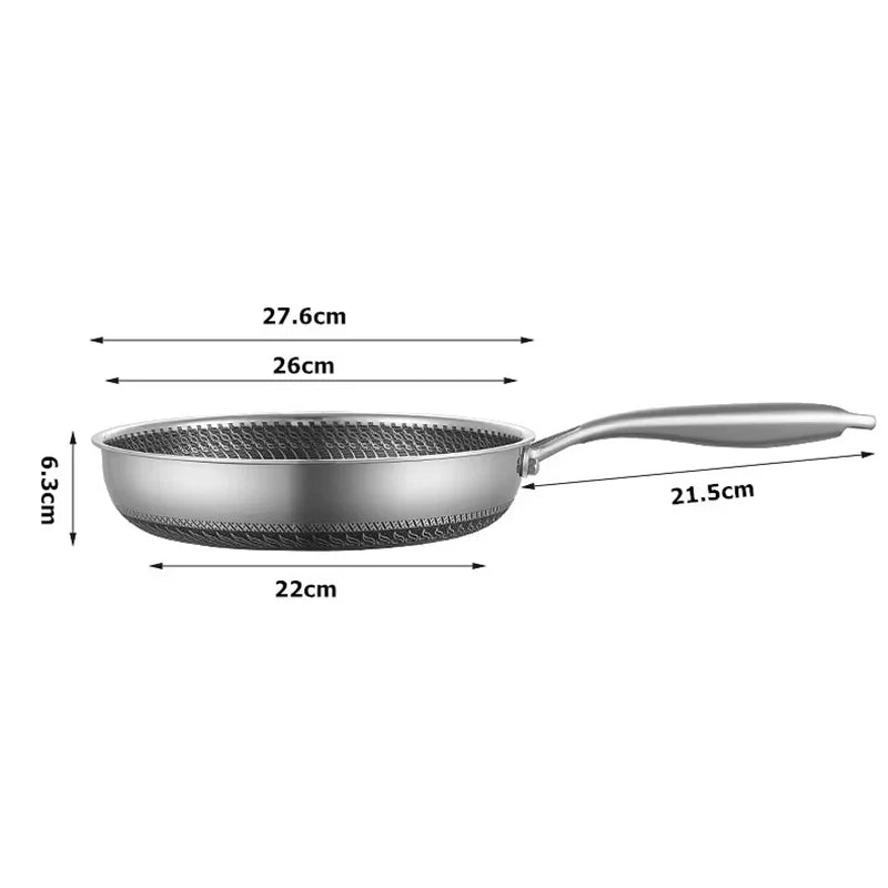 DONNOR Sartén Antiadherente de 3 Capas Hybrid Plus de Acero Inoxidable sin PFOA, Sartén para Chef, Huevos, Utensilios de Cocina, Compatible con Inducción
