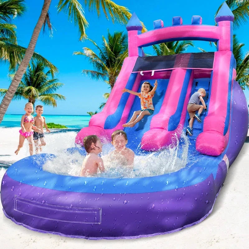 Tobogán Hinchable Acuático de Calidad Comercial con Piscina Inflable para Adultos y Niños, Incluye Soplador