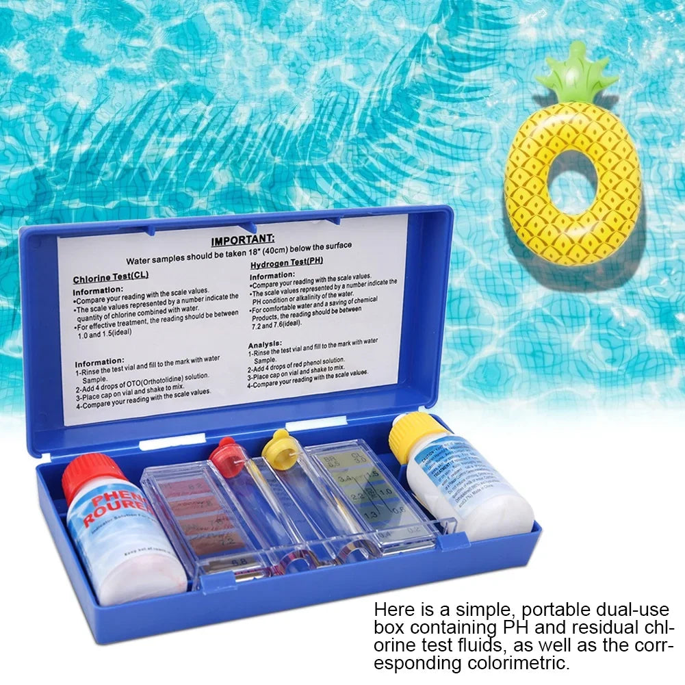 Kit de prueba de calidad del agua para piscinas, kit de prueba de cloro para piscinas, caja de prueba de agua