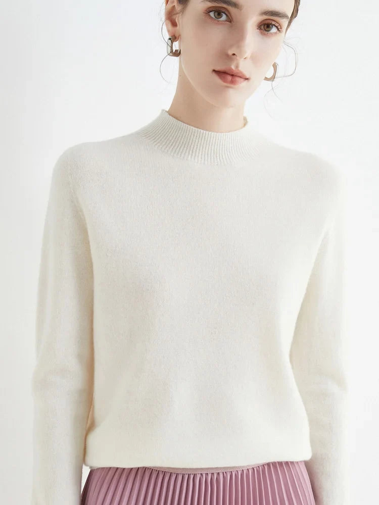 AOSSVIAO 2026 Autumn Winter Solid Mock-neck Pullover Women Sweater for Casual Knitwear Female Clothing Basic Soft Tops