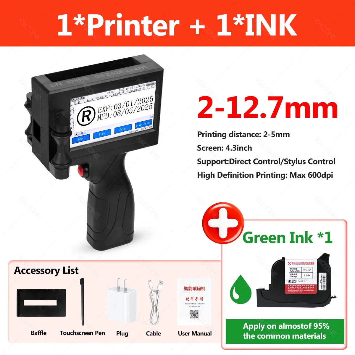 Portable Handheld Inkjet Printer, TIJ Coding Machine with Touch Screen