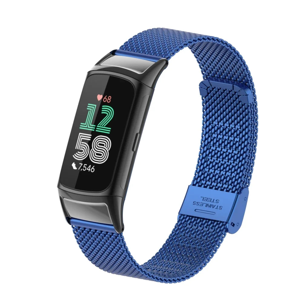Fitbit Charge 5 & 6 Stainless Steel Mesh Band - Clasp Strap