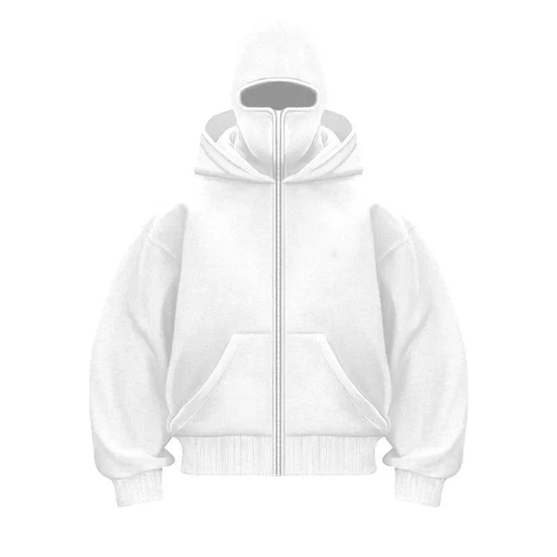 Plain Design Hooded Zip Up Sweatshirt for Men Women Autumn Winter Ins Style Couple Matching