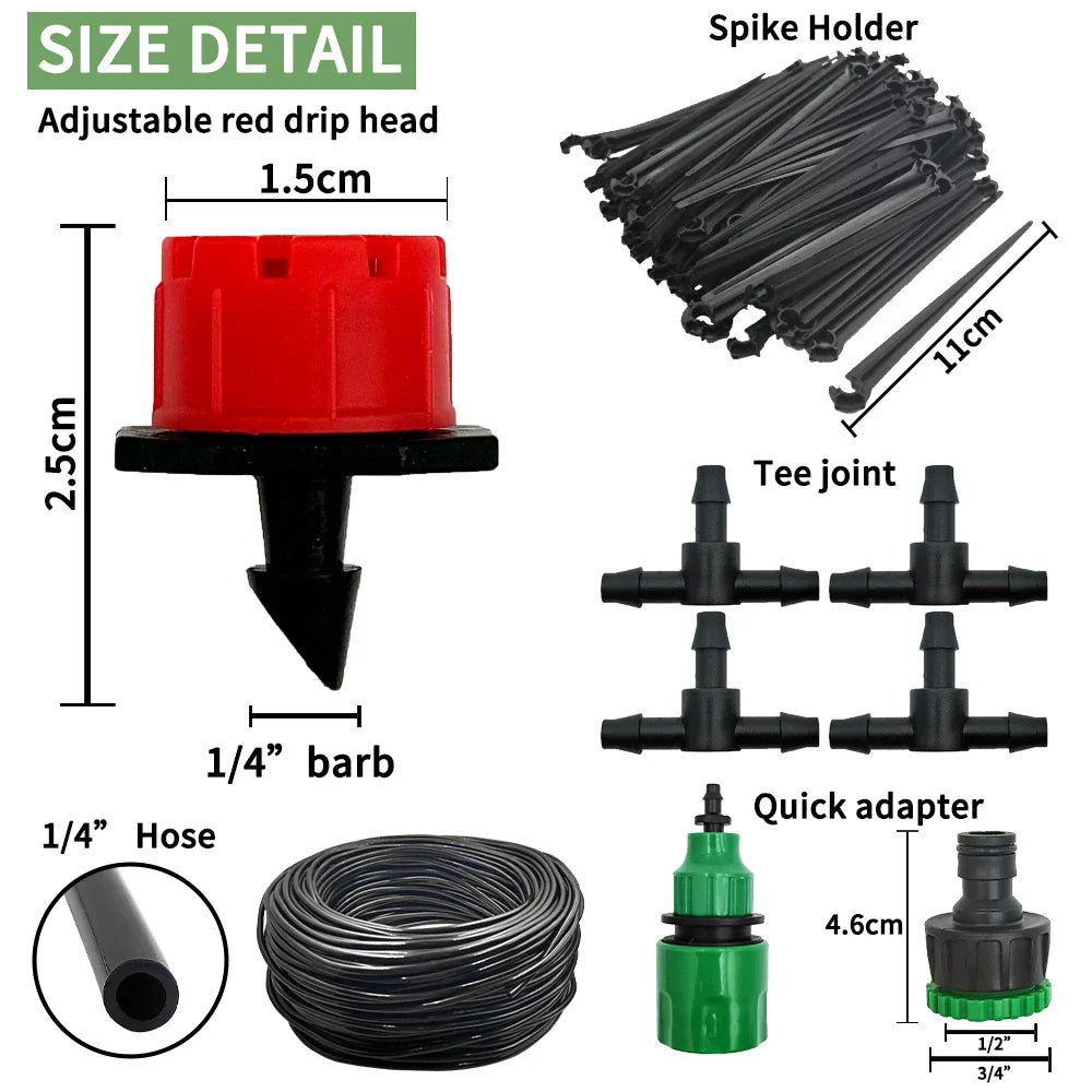Sistema de riego por goteo micro portátil de 20 m Riego automático con goteros ajustables Kits de riego por nebulización Manguera de jardín
