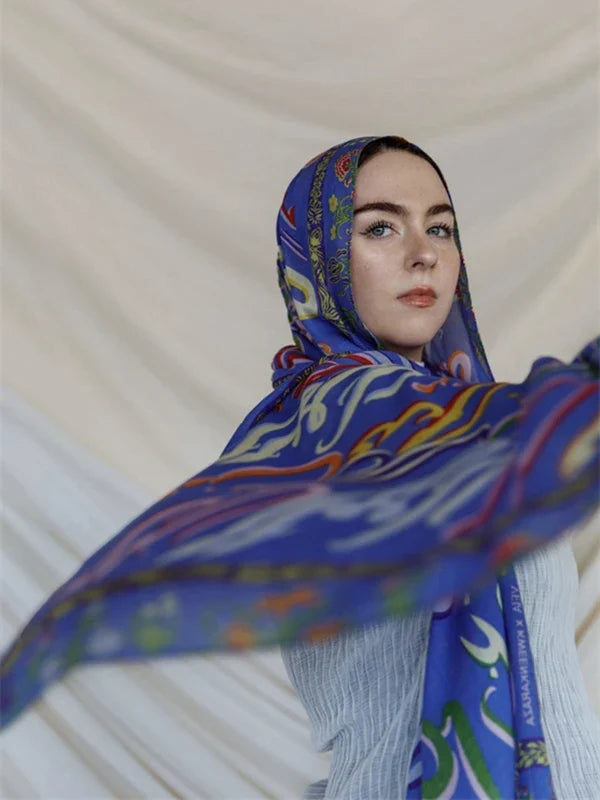 1Pcs Ramadan Hijab Leopard Print Women Bohemian Watercolor Soft Muslim Hijabs Floral Breathable Shawl Wrap Scarf Headscarf Warm