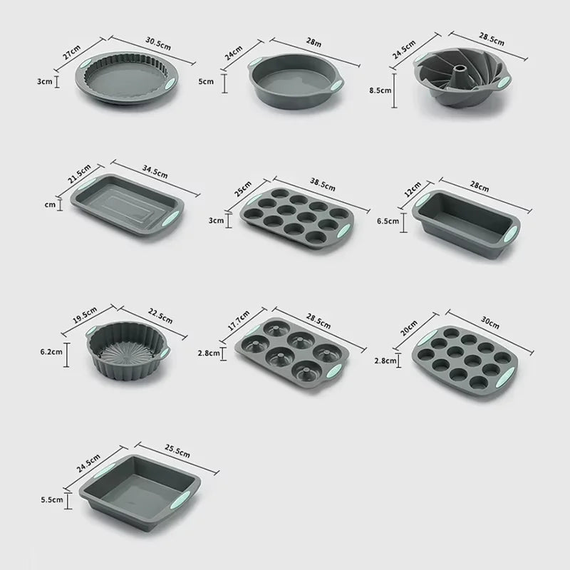 Moldes de silicona acanalados antiadherentes para hornear pasteles, de fácil desmolde, con moldes para muffins, para donas y para pan de molde