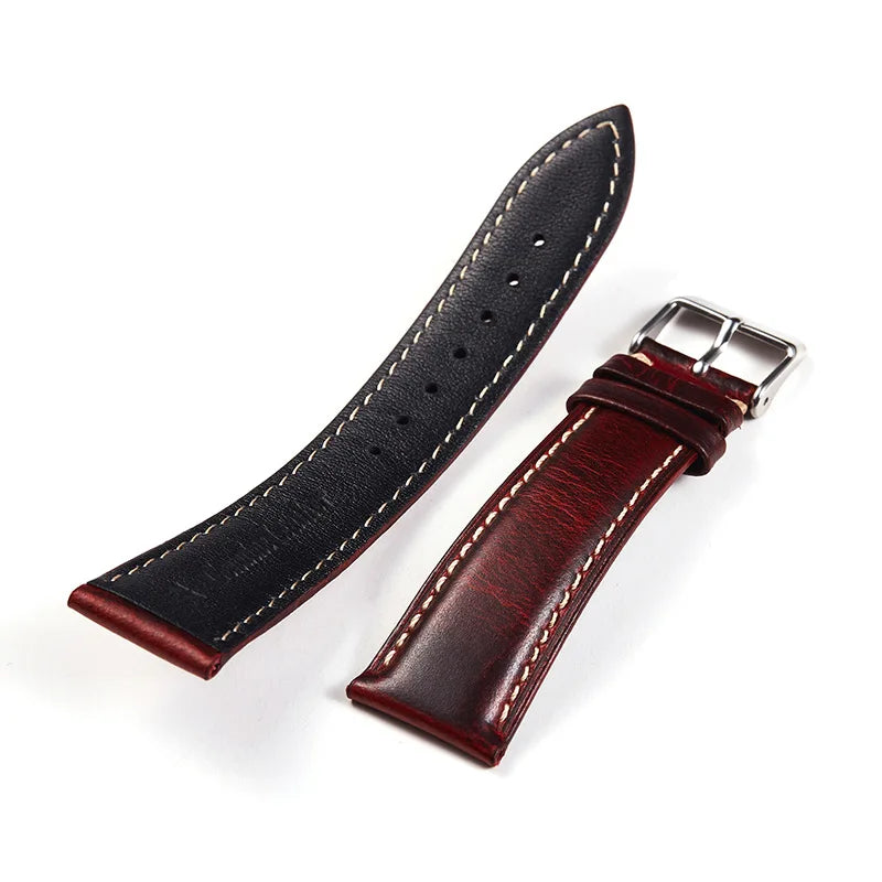 Polar Leather Watch Strap Vintage Oil Wax Cowhide With Pin Buckle, Unisex