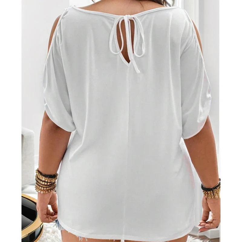 Camiseta de mujer holgada, casual, sin tirantes y de color sólido