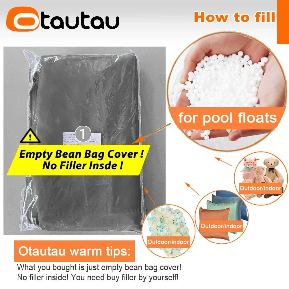 OTAUTAU Funda para puf de exterior Oxford para piscina, flotador, tumbona, club de playa, puf SF505 [¡Sin relleno! ¡Necesitas rellenarlo tú mismo!]