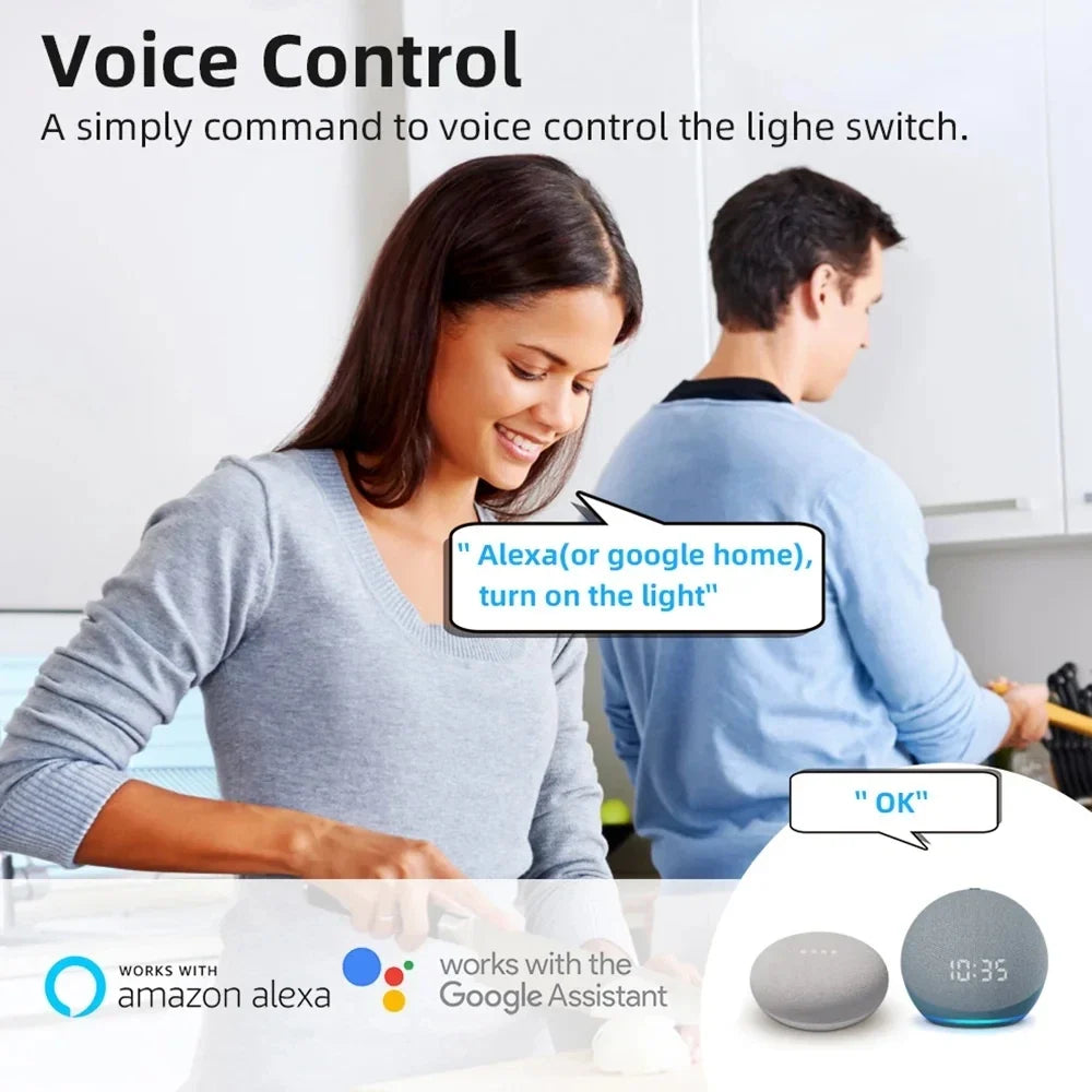 16A Mini Breaker Voice Control for Homekit Siri Alexa Google Alice Tuya Smart Home WiFi Smart Switch with Power Monitor