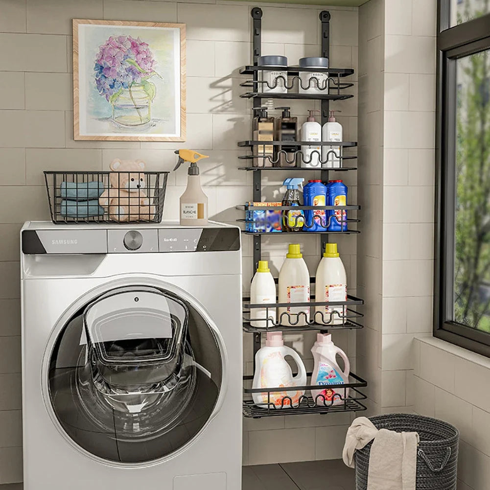 Organizador de despensa colgante para puerta, estantes de almacenamiento multicapa, especiero metálico colgante para puertas de cocina y baño