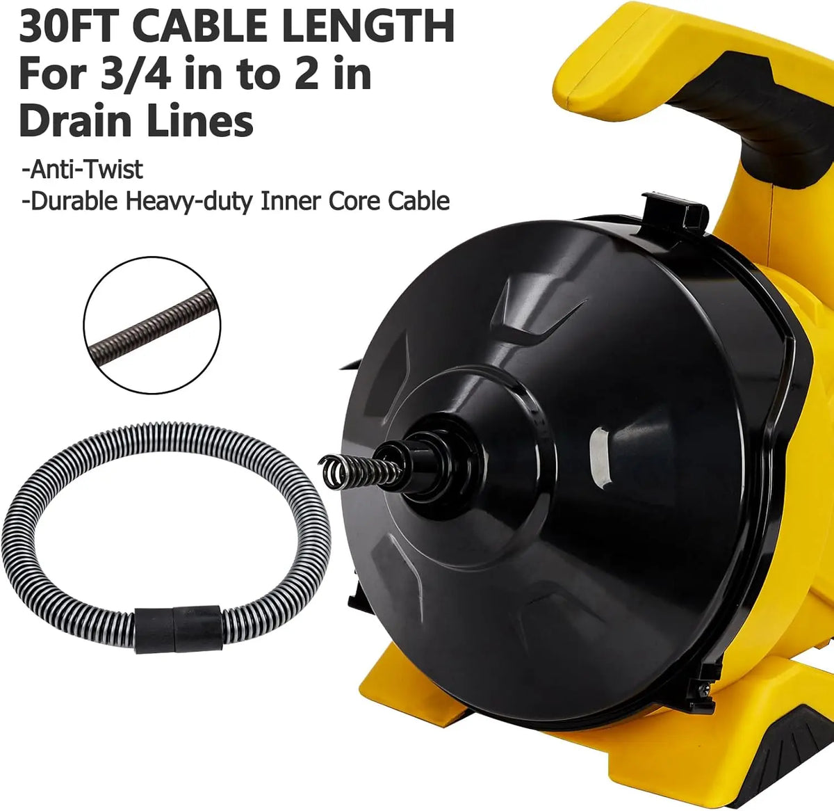 30FT Electric Drain Cleaner Machine Auto-Feed Drain Auger for 3/4" to 2" Pipes Sewer Snake for Sinks, Toilets, Floor Drains